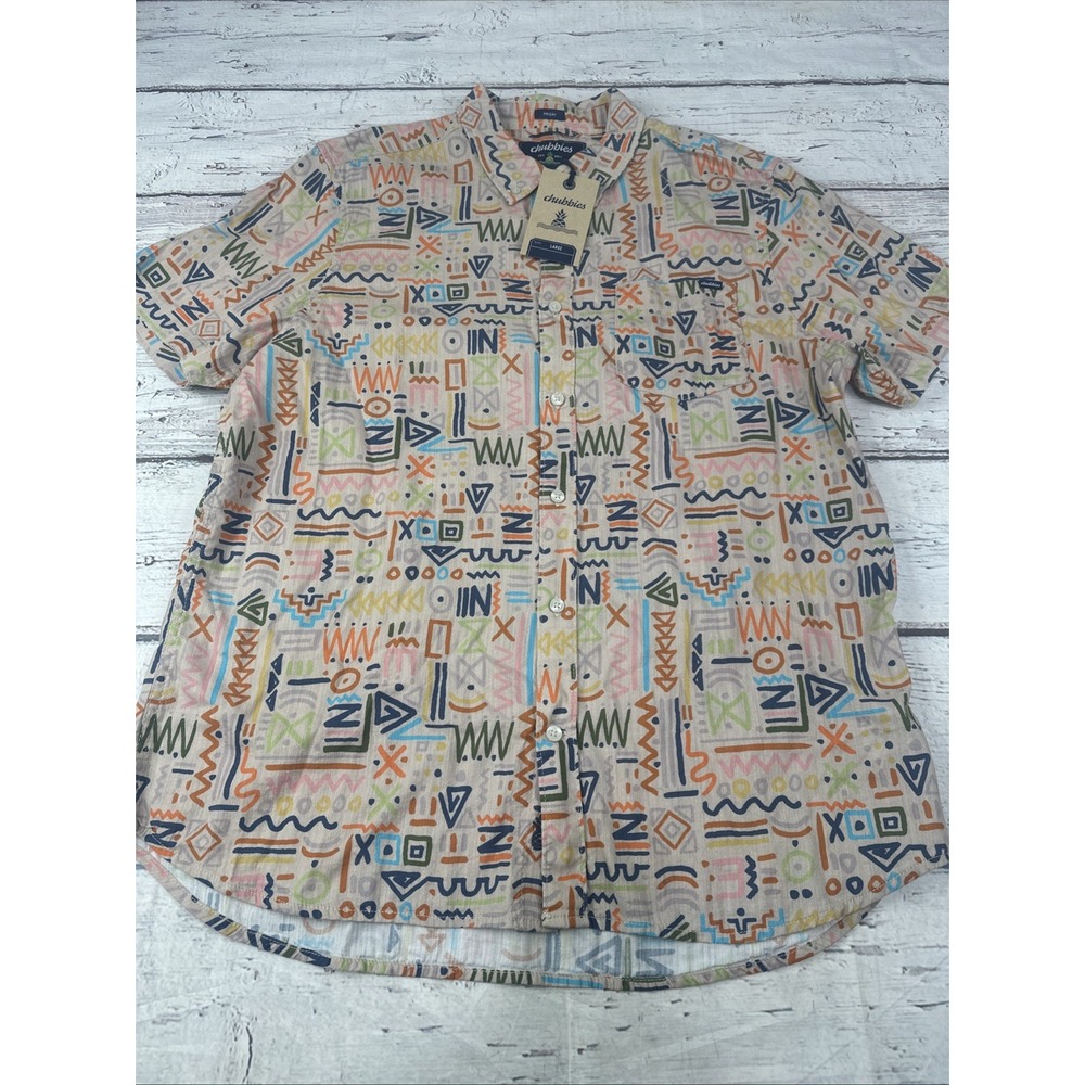 Chubbies Button-Down Shirt Men's Size L  Friday Shirt (The Disco Deserts) NWT